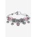 Women's Antique Silvertone Simulated Birthstone 8" Charm Bracelet by PalmBeach Jewelry in October