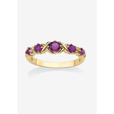 Women's Yellow Gold-Plated Simulated Birthstone Ring by PalmBeach Jewelry in February (Size 8)