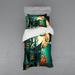 East Urban Home Haunted Medieval Cartoon Bats in Twilight Gothic Fiction Spooky Art Print Duvet Cover Set Microfiber in Blue/Orange | Wayfair