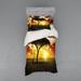 East Urban Home Single Tree at Dreamy Sunset w/ Dark Dramatic Clouds on the Sky Art Duvet Cover Set Microfiber in Green/Red | Wayfair