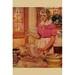 Buyenlarge 'Young Mother Sews up a Turkey' by Home Arts Painting Print in Pink/Yellow | 30 H x 20 W x 1.5 D in | Wayfair 0-587-24750-9C2030