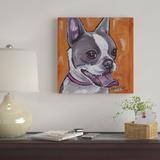 East Urban Home 'Frenchie (French Bulldog)' by Hippie Hound Studios Graphic Art Print on Wrapped Canvas Canvas, in Indigo/Orange/Pink | Wayfair