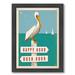 East Urban Home Pelican On Rush Hour Happy Hour Sign Framed Graphic Art Wood in Blue/Brown/Green | 12 H x 12 W x 1 D in | Wayfair EUNH5092 33385531