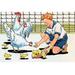 Buyenlarge Feeding the Chickens - Print in White | 24 H x 36 W x 1.5 D in | Wayfair 0-587-27462-xC2436