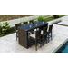 Everly Quinn Glen Ellyn 7 Piece Bar Height Outdoor Dining Set w/ Sunbrella Cushion Glass, Wicker in Brown | Wayfair