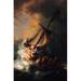 Buyenlarge 'Christ in The Storm on The Lake Genezareth' by Rembrandt Van Rijn Painting Print in Black/Orange | 36 H x 24 W in | Wayfair