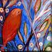 Picture Perfect International "Bird XIII" by Jennifer Lommers Painting Print on Wrapped Canvas in Blue/Green/Red | 18 H x 18 W x 1 D in | Wayfair