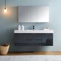 Kaydis Ivy Bronx 60" Wall Mounted Single Sink Bathroom Vanity Set w/ Medicine Cabinet Wood/Plastic in Gray | 21.7 H x 60 W x 19 D in | Wayfair