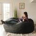 Big Joe Giant 6 Foot Foam Filled Bean Bag Sofa w/ Soft Removeable Cover Stain Resistant, Polyester in Gray/Blue | 39 H x 62.5 W x 49 D in | Wayfair