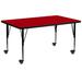 Flash Furniture Goddard Mobile 24"W x 48"L Rectangular HP Laminate Activity Table - Adjustable Legs Laminate/Metal in Red | Wayfair