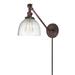 Gracie Oaks Martucci Double Swivel 1-Light Plug-In Swing Arm Lamp Glass/Metal in Brown | 22.5 H x 7 W x 22.5 D in | Wayfair