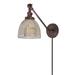 Gracie Oaks Martucci Double Swivel 1-Light Plug-In Swing Arm Lamp Glass/Metal in Brown | 22.5 H x 7 W x 22.5 D in | Wayfair