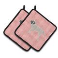 The Holiday Aisle® The Holiday Aisle Nicolette English Mastiff Checkerboard Potholder Polyester in Pink | 7.5 W in | Wayfair