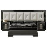 Everly Quinn Komar Upholstered Standard 3 Piece Bedroom Set Wood in Black/Brown/Gray | Queen | Wayfair 56A45A85A61B4E369FA10CCFC321CAB6