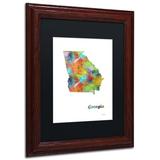 Trademark Fine Art 'Georgia State Map-1' Matted Framed Graphic Art Canvas, Wood | 14 H x 11 W x 0.5 D in | Wayfair MW0281-W1114MF