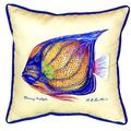 Betsy Drake Interiors Ring Angelfish Indoor/Outdoor Throw Pillow Polyester/Polyfill blend in Yellow | 12 H x 12 W x 5 D in | Wayfair SN677C