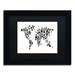 Trademark Fine Art 'Robot World Map Black' by Michael Tompsett Framed Graphic Art on Canvas in Black/White | 11 H x 14 W x 0.5 D in | Wayfair