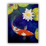 ArtWall Kohaku Koi & Water Lily by Michael Creese Removable Wall Decal Canvas/Fabric in Blue/Brown | 18 H x 14 W in | Wayfair 0cre017a1418p