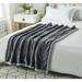 Cozy Tyme Zakary Flannel Throw Reverse Heathered Sherpa 50" x 60" Polyester in Black/Brown | 50 W in | Wayfair T173-20DGC-WR