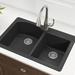 KRAUS Forteza™ 33" L Dual Mount 60/40 Double Bowl Granite Kitchen Sink Granite in Black/Gray | 9.5 H x 22 D in | Wayfair KGD-50BLACK