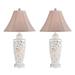 Highland Dunes Callan Shell 31" Standard Table Lamp Set Resin/Fabric in White/Brown | 31 H x 17 W x 17 D in | Wayfair