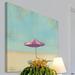 Marmont Hill 'Pink Umbrella' by Rick Novak Painting Print on Wrapped Canvas in Blue/Pink | 18 H x 18 W x 1.5 D in | Wayfair MH-NOVAK-01-C-18