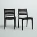 Wade Logan® Ayvah Stacking Patio Dining Side Chair Plastic/Resin in Black | 33 H x 19 W x 23 D in | Wayfair 67C36A8FFEF147AC95AE8E5E973B1B0A