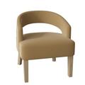 Barrel Chair - Poshbin Carly 27" Wide Barrel Chair Polyester/Velvet in Blue/Brown | 31 H x 27 W x 27 D in | Wayfair 1053-VelvetBlue-Natural