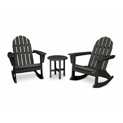 POLYWOOD® Vineyard 3-Piece Adirondack Rocking Chair Set in Black | 36.5 H x 29.25 W x 34.5 D in | Wayfair PWS408-1-BL