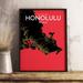 Wrought Studio™ 'Honolulu City Map' Graphic Art Print Poster in Contrast Paper in Red | 17 H x 11 W x 0.05 D in | Wayfair