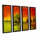 Red Barrel Studio® Drenched Grace 4 Piece Framed Painting Print on Wrapped Canvas Set Metal in Green/Red | 24 H x 32 W x 2 D in | Wayfair