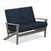 Winston Porter Chrisa Loveseat w/ Cushions Plastic/Metal in Blue/Brown | 38 H x 51.5 W x 31 D in | Outdoor Furniture | Wayfair