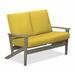 Winston Porter Chrisa Loveseat w/ Cushions Plastic/Metal in Blue/Brown | 38 H x 51.5 W x 31 D in | Outdoor Furniture | Wayfair