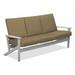 Winston Porter Chrisa Patio Sofa w/ Cushions Plastic/Metal in White/Blue | 38 H x 74.5 W x 31 D in | Wayfair 92A6A2EFA9784501852CE95AEDF8C0E8