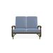 Red Barrel Studio® Hinch Glider Bench w/ Cushions in Pink/Gray/Blue | 38 H x 49.5 W x 33 D in | Outdoor Furniture | Wayfair