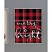 The Holiday Aisle® Merry & Bright Plaid Typography by Daphne Polselli - Textual Art Print Canvas in Black/Red | 15 H x 10 W x 0.5 D in | Wayfair