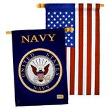 Breeze Decor 2 Piece US Armed Forces Impressions Decorative 2-Sided Polyester 40 x 28 in. House Flag Set in Blue | 40 H x 28 W in | Wayfair