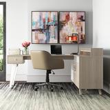 Mercury Row® Helsy L-Shaped Desk w/ Power Bar & Removable Hutch Natural Walnut Wood in Brown | 36 H x 59.5 W x 78 D in | Wayfair 13298