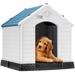 Specstar Blue/White/Black Plastic Insulated Dog House Plastic House in Gray/Blue | 28 H x 28.7 W x 25.1 D in | Wayfair X002EV7E35