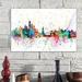 East Urban Home Rainbow Splash Skyline Series: New York City, New York, USA Painting Print on Wrapped Canvas in Blue/Green/Orange | Wayfair