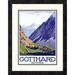 Global Gallery 'Gotthard/Schweiz' by Emil Cardinaux Framed Vintage Advertisement Canvas in Brown/Green/Indigo | 22 H x 17.21 W x 1.5 D in | Wayfair