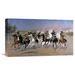 Global Gallery 'A Dash for the Timber' by Frederic Remington Painting Print on Wrapped Canvas in Blue/Brown/Gray | 12.67 H x 22 W x 1.5 D in | Wayfair