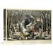 Global Gallery 'Maple Sugaring - Early Spring in the Northern s' by Currier & Ives Painting Print on Wrapped Canvas in Gray | Wayfair