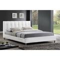 Orren Ellis Quiroz Platform Bed Upholstered/Faux leather in White/Brown | 38 H x 57.5 W x 83 D in | Wayfair 3468B0D4C78C484EAF1C2D3D33C3E795