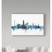 Wrought Studio™ 'Vienna Austria Teal Skyline' Graphic Art Print on Wrapped Canvas in Blue | 12 H x 19 W x 2 D in | Wayfair