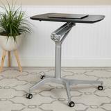 Symple Stuff Veltri Mobile Sit-Down, Stand-Up Ergonomic Computer Desk - Standing Desk Wood/Metal in Black | 28.25 W x 18.5 D in | Wayfair