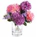 Red Barrel Studio® Dahlia Floral Arrangements in Vase Silk in Pink/Indigo | 13 H x 8 W x 8 D in | Wayfair BB0447DF2DF64B73B1EAF91820952F7D