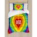 East Urban Home Pride Decorations Love Wins Celebration Tie Dye Backdrop Rainbow Colors Happiness Vintage Duvet Cover Set Microfiber | Twin | Wayfair
