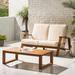 Wade Logan® Isham Outdoor 2 Piece Sofa Seating Group w/ Cushions Wood/Natural Hardwoods in Brown/White | 29 H x 48.75 W x 38.25 D in | Wayfair