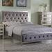 Everly Quinn Oldbury Tufted Standard Bed Wood & /Upholstered/Metal & /Metal/Polyester in Gray | 55 H x 64 W x 83 D in | Wayfair